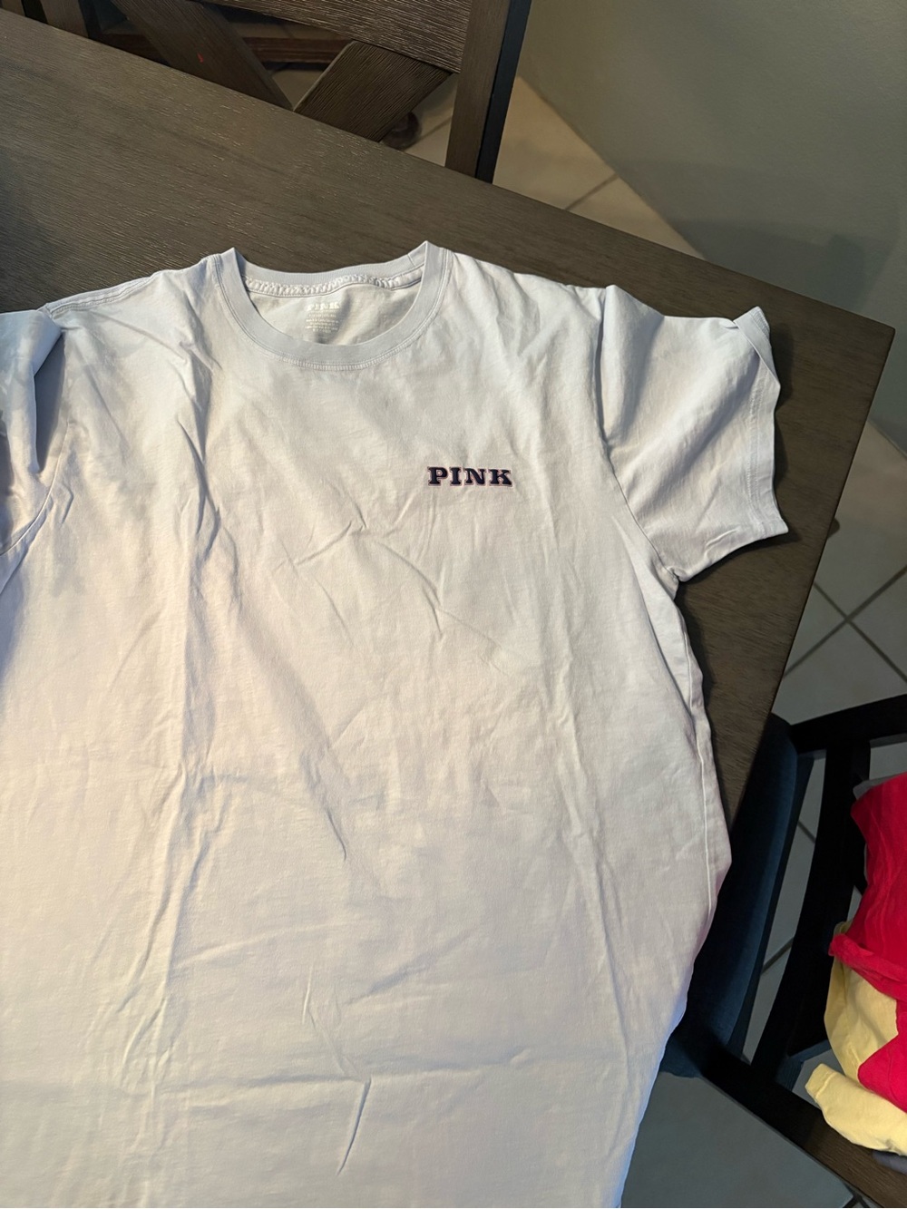 PINK Victoria's Secret Men's Crew Tee in Pale Lavender with Purple Logo